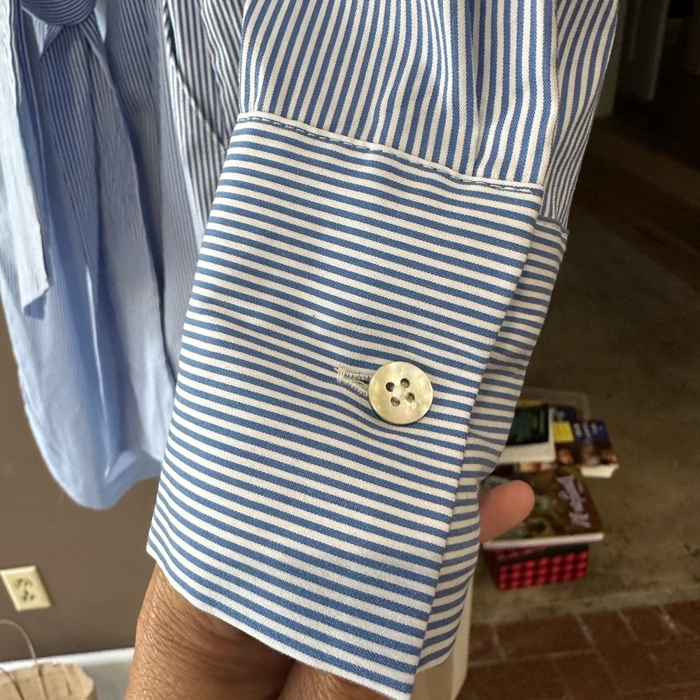 Chico’s Striped Tie Waist Shirt Dress - Picture 11 of 12